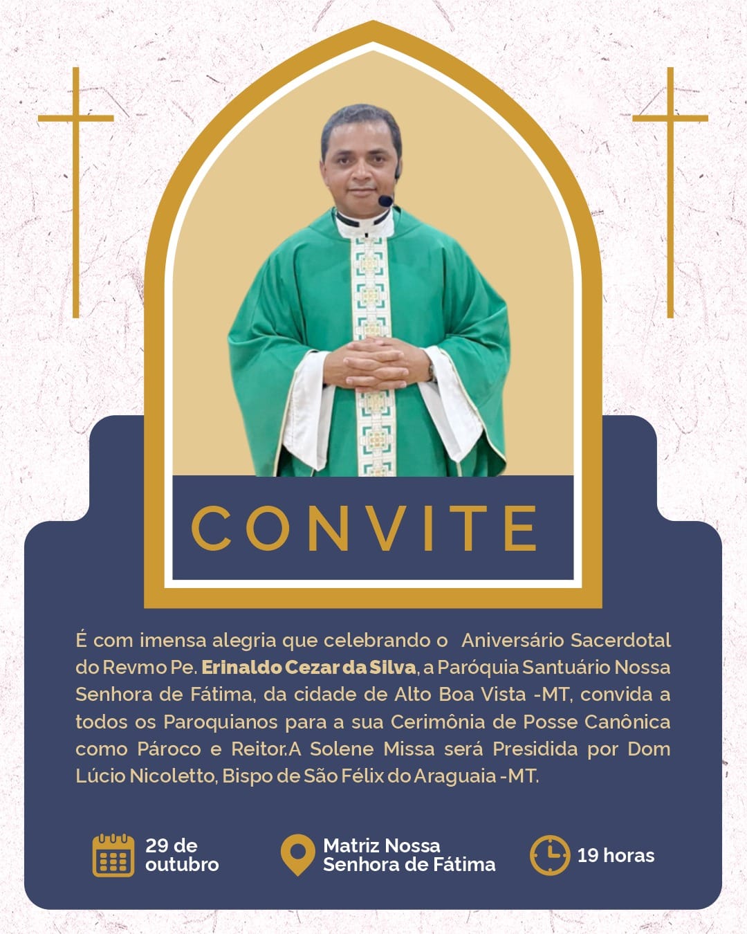 Posse e Aniversário do Pároco Pe. Erinaldo serão celebrados com solenidade em Alto Boa Vista